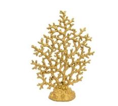 Escultura Coral Ramos em Leque Resina Dourado Base Acrilica Escultura Coral Ramos em Leque Resina Dourado Base Acrilica