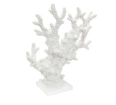 Escultura Coral Resina Branca Ramificado Relevos Base