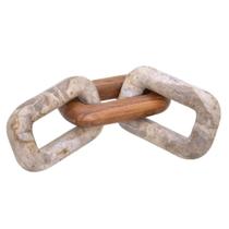 Escultura corrente decor madeira e marmore bege marrom 48cm - Espressione Escultura corrente decor madeira e marmore bege marrom 48cm - Espressione