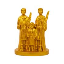 Escultura Cosme e Damião e Doum Dourado 8,5 cm em Resina