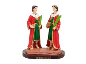 Escultura Cosme e Damião tradicional 16 cm resina