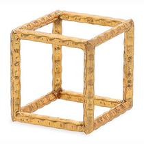 Escultura Cubo em Metal Dourado 12cm 18967 - Mart Escultura Cubo em Metal Dourado 12cm 18967 - Mart