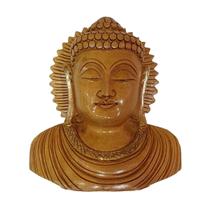 Escultura De Cabeça De Buda De Madeira Suar 15,5Cm