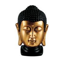 Escultura de cabeça de Buda em cerâmica, na cor ouro envelhecido brilhante