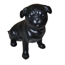 Escultura de Cachorro da Raça Pug - Poliresina Preta