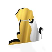 Escultura de Cão e Gato MDF/Acrílico 20x21cm - DECORYOU