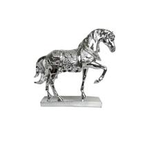 Escultura de Cavalo Decorativo Prata - 15x35x31cm - Escultura de Luxo com Estilo Tradicional - Design Exclusivo!