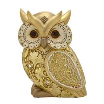Escultura de Coruja Decorativa Dourada 18x14cm para Sala e Escritório Escultura de Coruja Decorativa Dourada 18x14cm para Sala e Escritório
