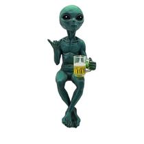Escultura de decoração de jardim Alien Green Resin 17cm Escultura de decoração de jardim Alien Green Resin 17cm
