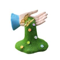 Escultura de decoração de jardim, resina de mão e borboleta, 13 cm Escultura de decoração de jardim, resina de mão e borboleta, 13 cm