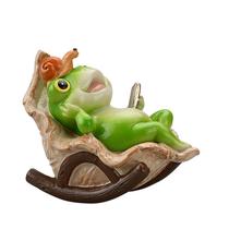 Escultura de decoração de jardim Sapo em resina de cadeira de balanço