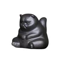 Escultura de Gato Preto em Resina 6,8cm x 8cm x 6cm