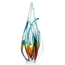 Escultura De Murano São Marcos - Cristal Azul com Âmbar 33cm