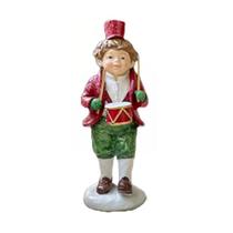 Escultura de Natal Menino com Tambor Vermelho e verde 20cm Escultura de Natal Menino com Tambor Vermelho e verde 20cm