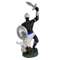 Escultura De Orixá Oxaguiã Azul E Branco 19 Cm Em Resina