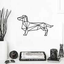 Escultura De Parede Cãozinho Salsicha Cachorro Geométrico Em Mdf Preto Aplique Decorativo Quarto Sala