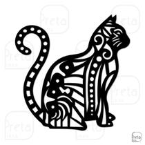 Escultura de Parede Decorativo Animal Gato Mdf 6mm 40x39cm