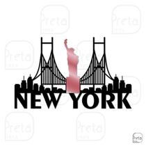 Escultura de Parede Decorativo Cidade New York 60x36cm