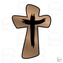 Escultura de Parede Decorativo Religião Cruz 40x28cm