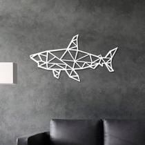 Escultura de Parede em MDF Tubarão Geométrico