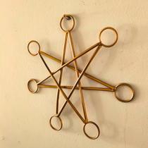 Escultura de Parede Hexagrama Dourado Proteção e Decoração Exclusiva