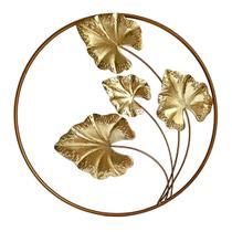 Escultura de Parede Metal Decor Exclusiva 50cm Dourado Folhas - Tiger Gifts