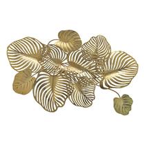 Escultura de Parede Metal Decor Exclusiva 75cm Dourado Folhas - Tiger Gifts