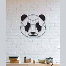 ESCULTURA DE PAREDE VAZADA GEOMETRICA URSO PANDA EM MDF Decorativo Quarto Sala Preto