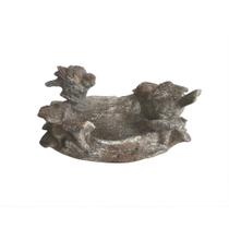 Escultura de Pássaros Decorativa em Resina Cinza