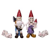 Escultura de resina de gnomo esqueleto para decoração de jardim 13 cm