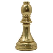 Escultura decor bispo de resina dourado jogo de xadrez