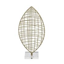 Escultura decor folha acrilico e metal dourado 44cm