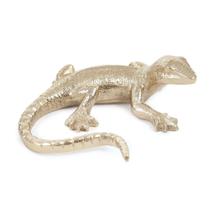 Escultura decor lagarto aluminio dourado 15cm Escultura decor lagarto aluminio dourado 15cm