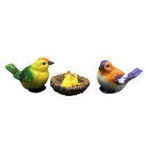 Escultura, decoração de jardim, família de pássaros com resina de ninho, 3,2-5,3 cm Escultura, decoração de jardim, família de pássaros com resina de ninho, 3,2-5,3 cm