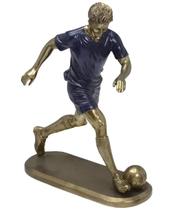 Escultura Decoração Jogador De Futebol Estatueta Resina 24cm