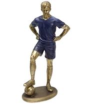 Escultura Decoração Jogador De Futebol Estatueta Resina 26cm