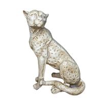 Escultura Decoração Leopardo Off/Bege Fosco Estátua Animal - Kelly