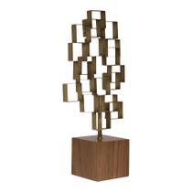 Escultura Decorativa Abstrata Em Metal Com Base Em MDF