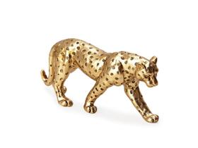 Escultura Decorativa Adorno Enfeite Sala Leopardo Poliresina Animal Pantera Dourada Luxo Mart