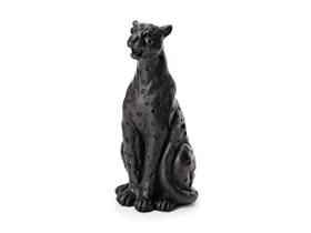 Escultura Decorativa Adorno Enfeite Sala Leopardo Poliresina Animal Pantera Negra Sentada Luxo Mart