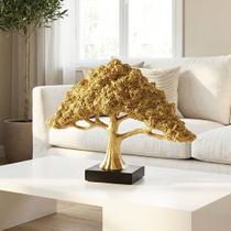 Escultura Decorativa Arvore Da Fortuna Divina Resina Dourado