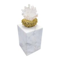 Escultura Decorativa Base Coral Maior Marmore e Cristal Luxo