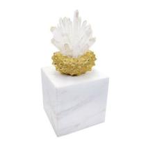 Escultura Decorativa Base Coral Medio Marmore e Cristal Luxo