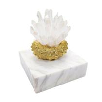 Escultura Decorativa Base Coral Menor Marmore e Cristal Luxo