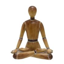 Escultura decorativa boneco yoga em resina marrom 16,5cm Escultura decorativa boneco yoga em resina marrom 16,5cm