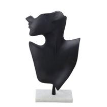 Escultura decorativa busto feminino marmore e resina preta