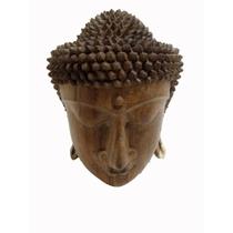 Escultura Decorativa Cabeça de Buda Madeira Formosa