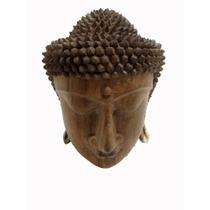Escultura Decorativa Cabeça de Buda Madeira Formosa