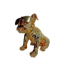 Escultura Decorativa Cachorro c Oculos Metal Dourado Formosa - LUXdécor