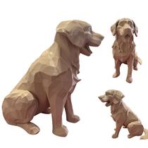 Escultura Decorativa Cachorro Golden Retriver Bege